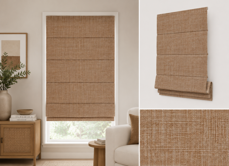Warm Mocha roman blinds