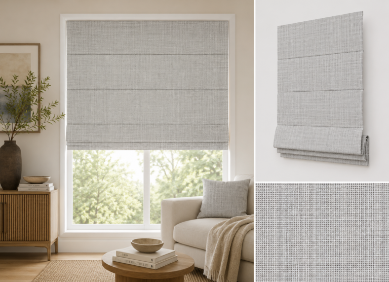 soothing gray roman blinds